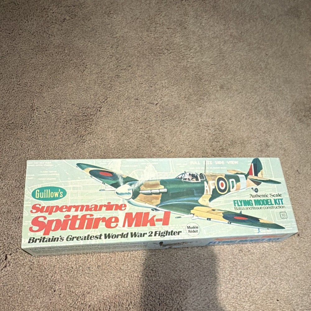 Guillow's Supermarine Spitfire Mk-1 Balsa Airplane Kit Unassembled Multicolor