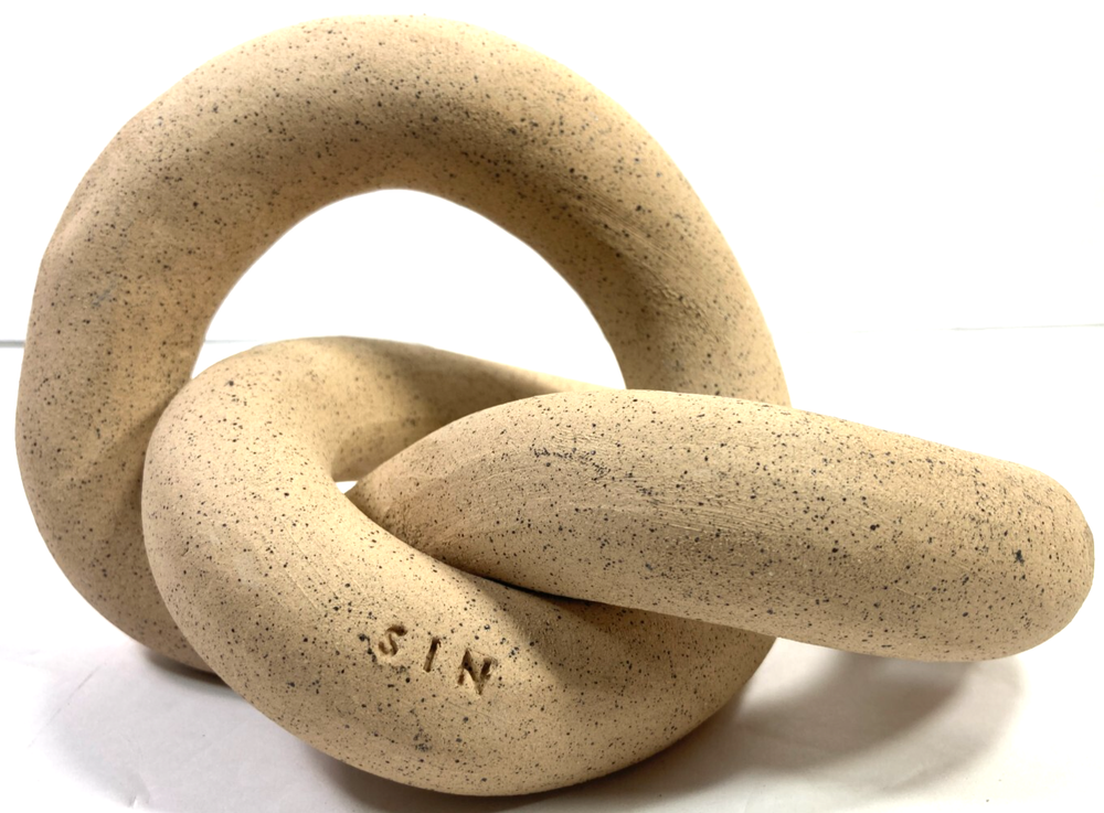 Infinity Knot Stoneware Sculpture Handcrafted by Virginia Sin