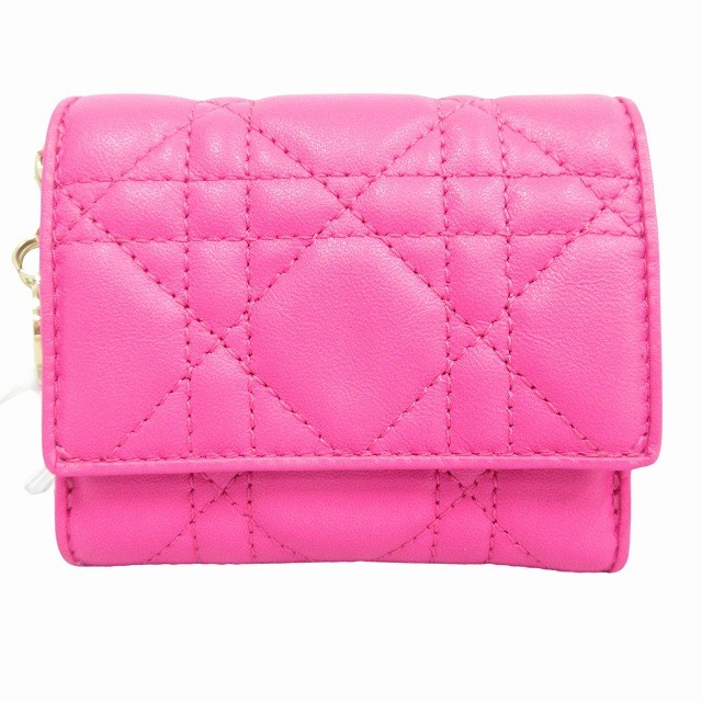 Dior Lady Medium Trifold Wallet in Lotus Cannage Leather