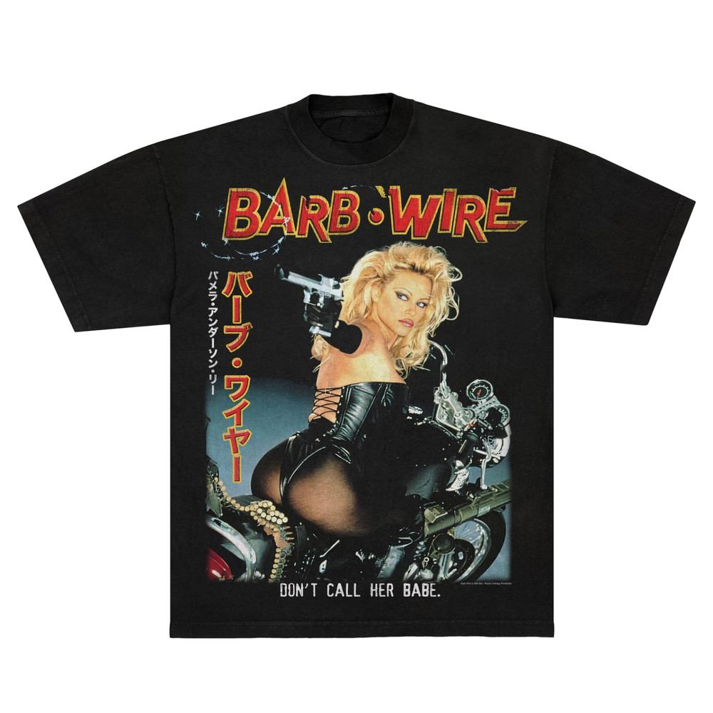 Barb Wire Redux T-Shirt Vintage Cult Movie Biker Graphic Retro Tee S-5XL