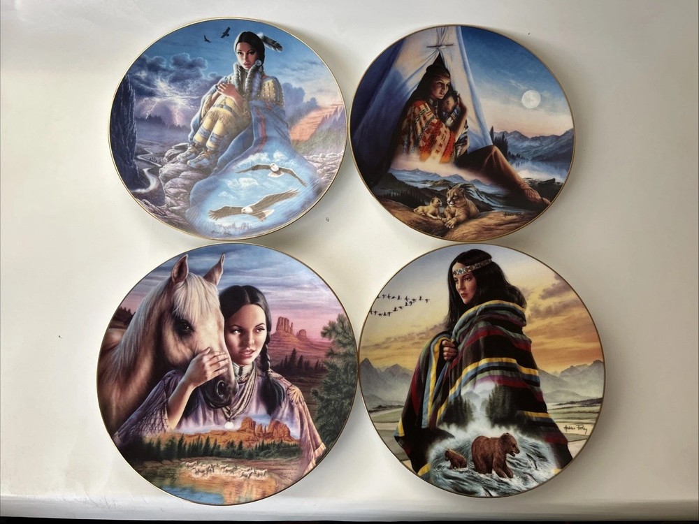 4 Native American Plates Indian The Hamilton Collection Wright Andrew Farley