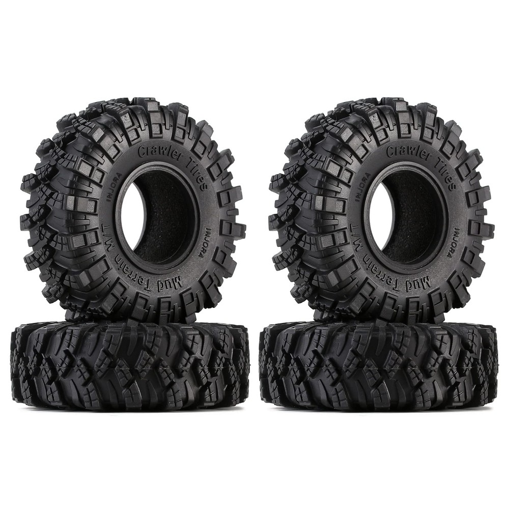 INJORA 1.0 Tires - S5 Crawler Mud Terrain Kraken Claw for SCX24 Small, Black