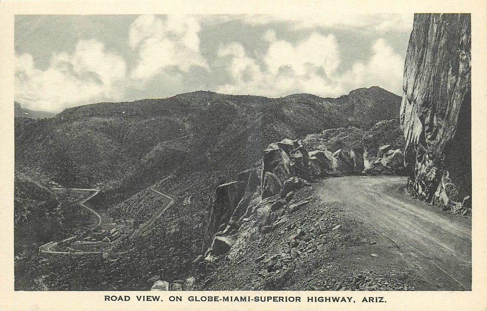 1920s Highway Arizona Road View Miami Superior Postcard 26-3363