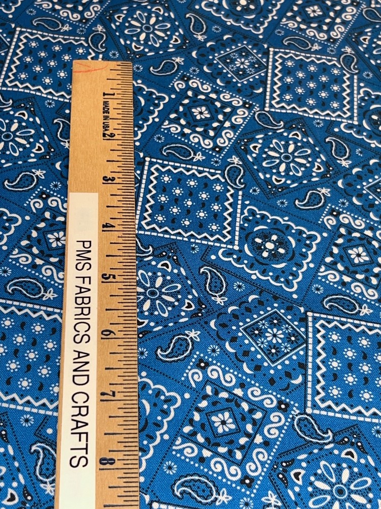 Royal Blue - Blazin' Bandana 100% cotton fabric by the yard 36 x 44 - Royal Blue