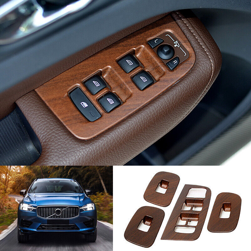 ABS Wood Grain Window Switch Cover Trim 4pcs for Volvo XC60 2018-2020 Model-image