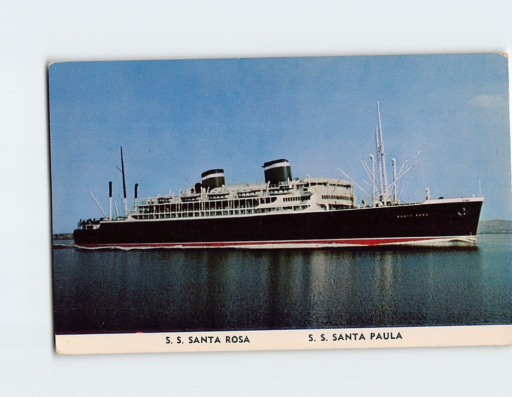 Grace Line Postcard Featuring S. S. Santa Rosa Vintage Ship