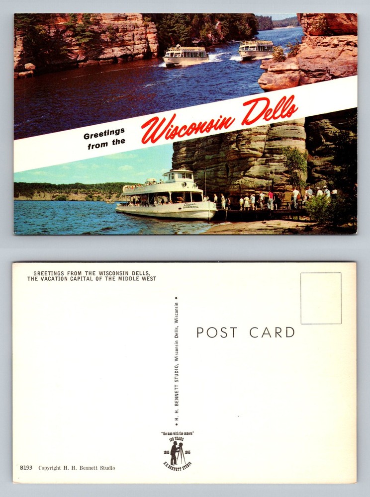 Wisconsin Dells, WI-Wisconsin, Banner Greetings Boat Tours Vintage Postcard