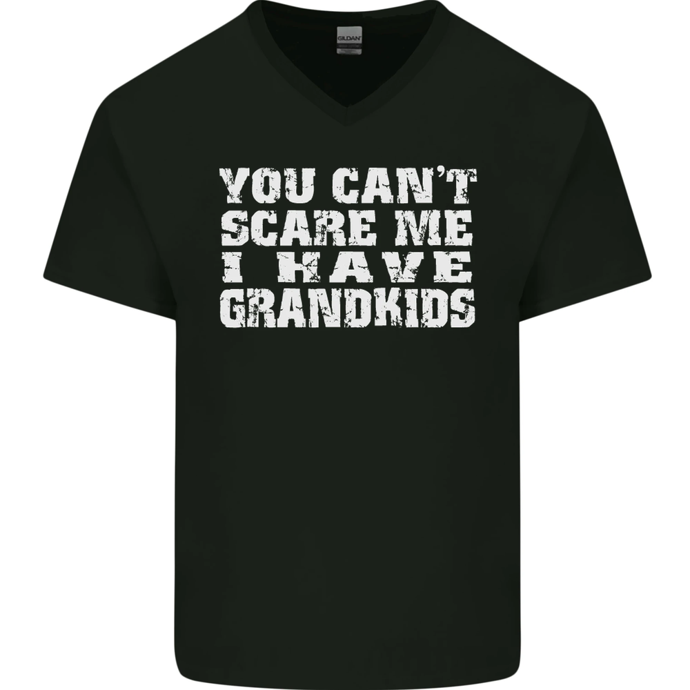 Cant Scare Me Grandkids Grandparents Day Mens V-Neck Cotton T-Shirt