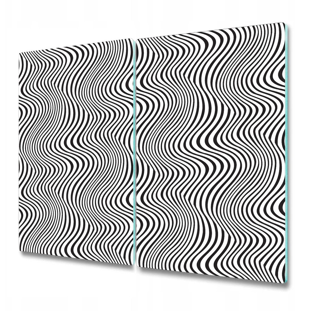 Glass Chopping Cutting Board Psychedelic Illusion Modern Black and White 2x30x52