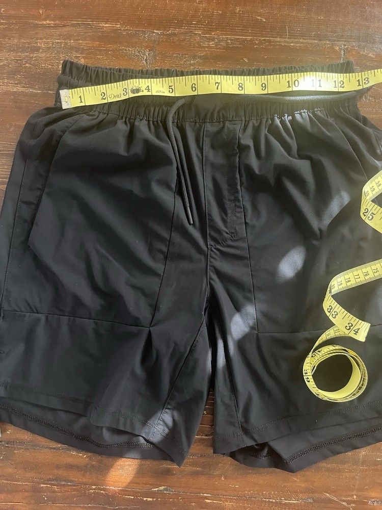 ALIVE Men's Black Athletic Quick Dry Shorts Elastic Waist Pockets Size S