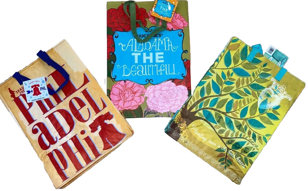 Trader Joe's bags  Trio From  Alabama , Nebraska , Philadelphia NWT
