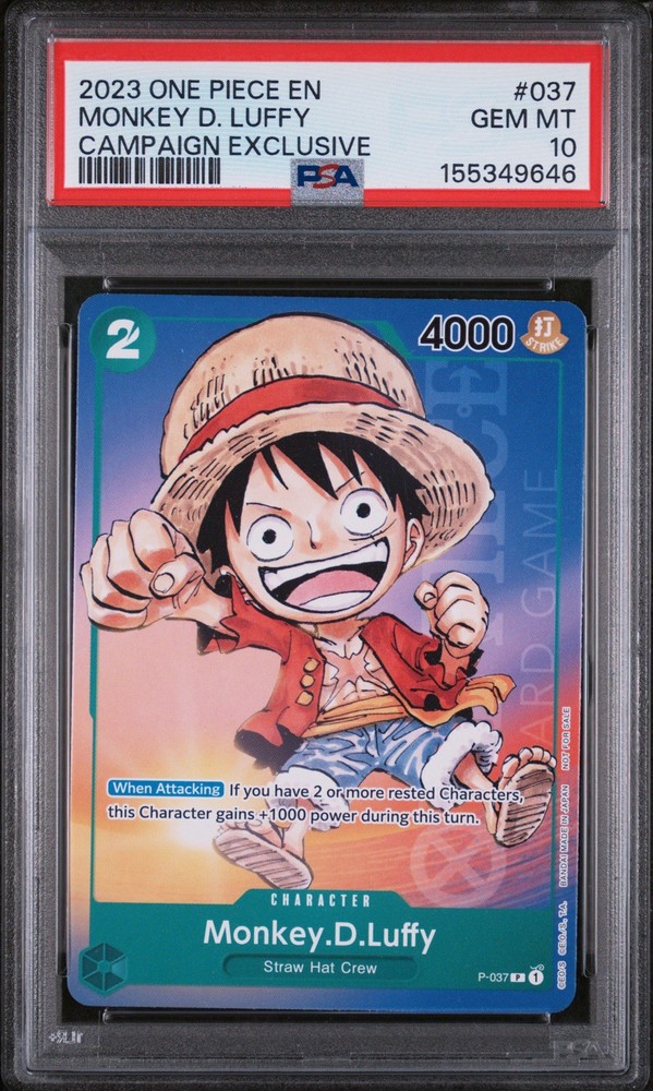 2023 One Piece Promos Campaign Exclusive #037 Monkey D. Luffy Psa 10