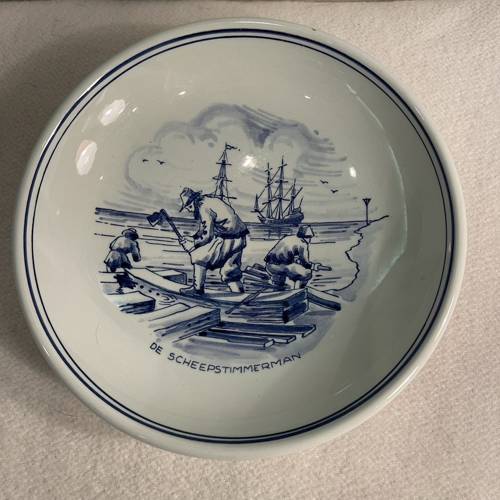 Vtg Delfts De Scheepstimmerman Blue/ White Shallow Bowl