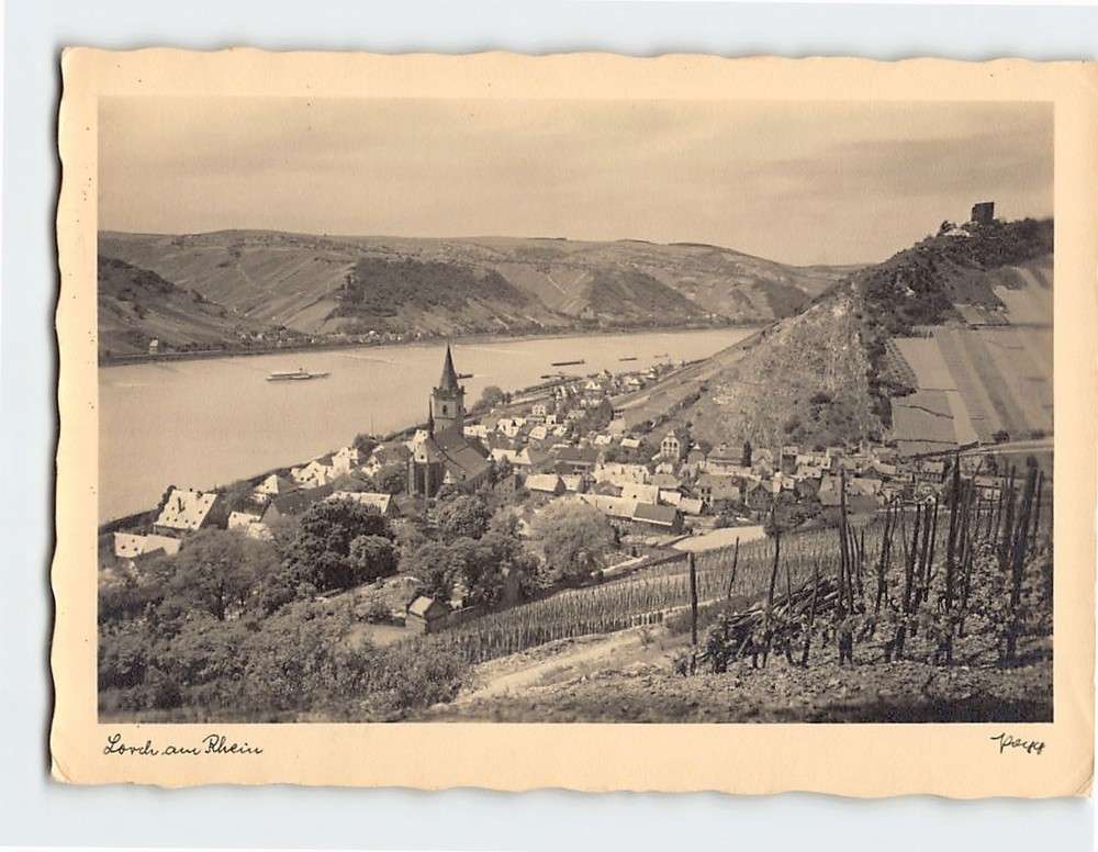 Postcard Aerial View Lorch am Rhein Hesse Germany