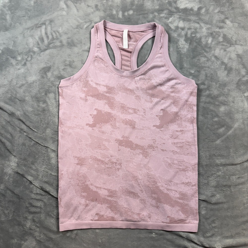 Athleta Shirt Women Medium Pink Camo Momentum Tank Top Athleisure Yoga Training