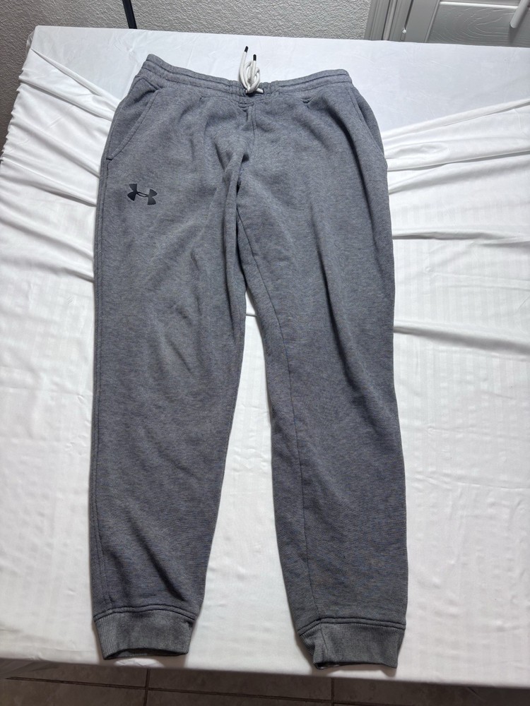 Under Armour Mens Large L Fit Fleece Jogger Pants Pockets Drawstring Gray