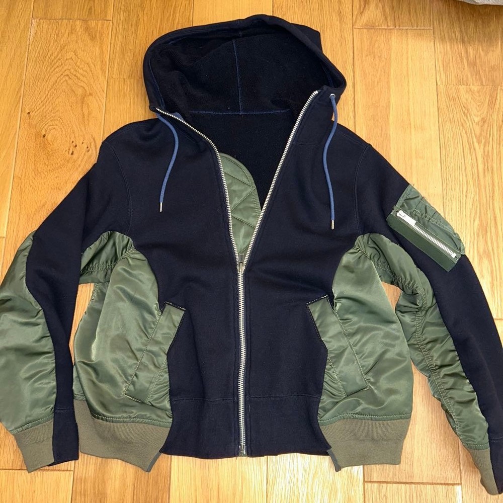 sacai Zip-up Hoodie S Navy Khaki Casual Jacket Men’s Condition Very Good