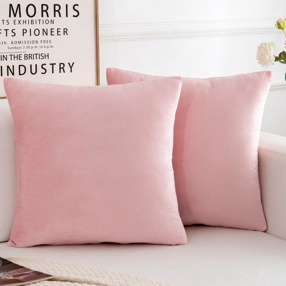 Luxury Pink Velvet Pillow Covers 18 Inch Set of 2
