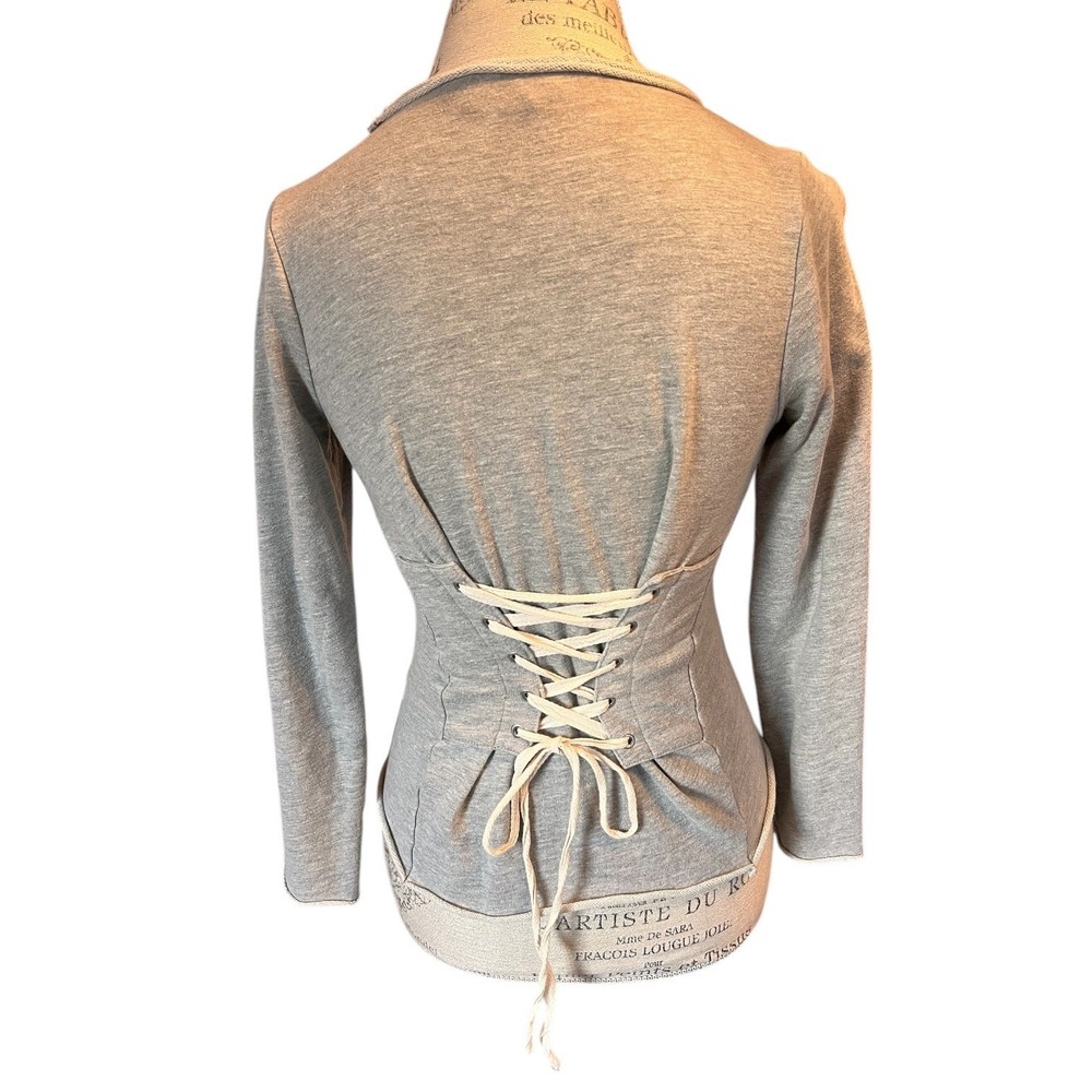 Guest Editor tie up lace corset back long sleeve - round neck blouse size XS