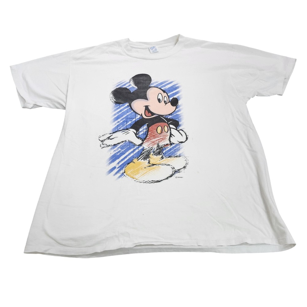 Vintage Velva Sheen Shirt Mens 2XL White Disney Mickey Mouse Graphic Tee USA