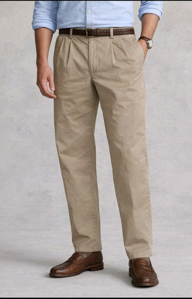 Polo Ralph Lauren Pants Mens Big & Tall 46x32 Andrew Pant Brown Classic Chino