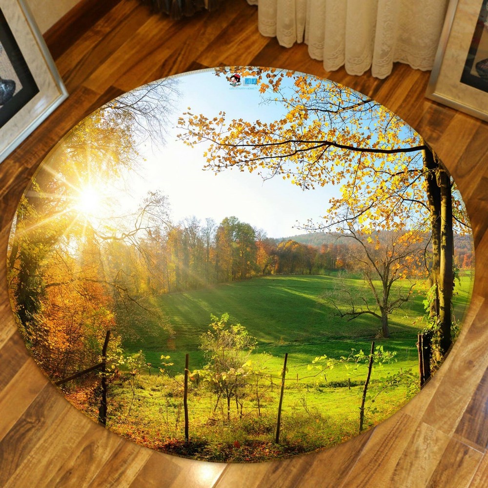 3D Woods Yellow Autumn NAO3703 Game Rug Mat Elegant Photo Carpet Mat Fay