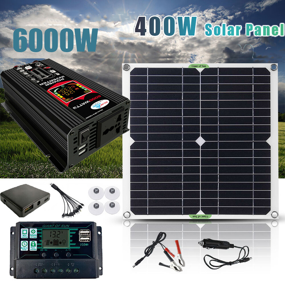 6000W Complete Solar Panel Kit Solar Power Generator 100A Home 110V Grid System