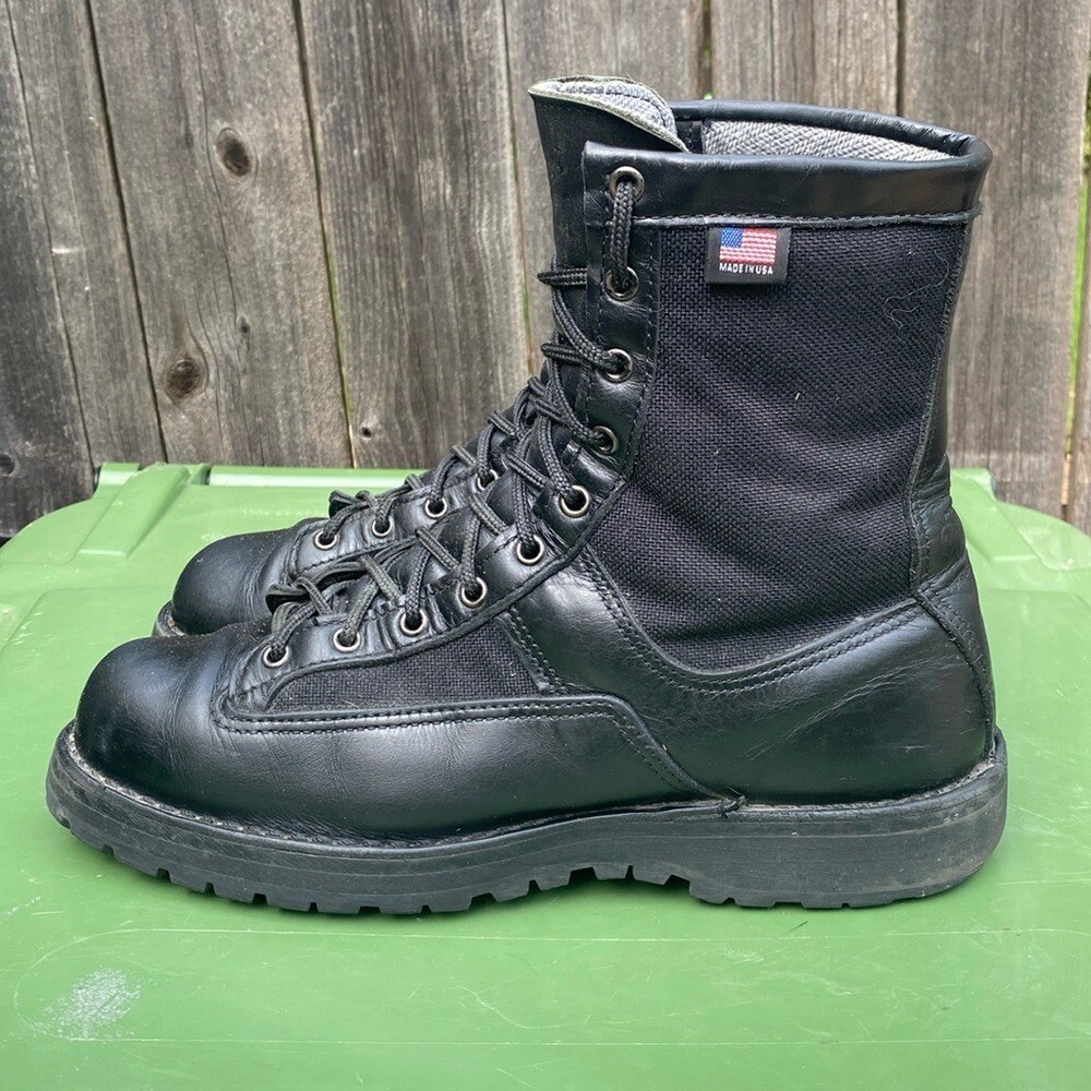 Danner Acadia USA Made Leather Nylon Work Boots for Men in Black Lace Up Style-image