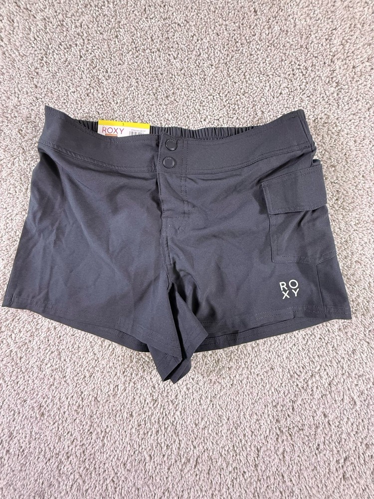 NWT Roxy Women's Pocket Snap Button Active Shorts, Black, Size S