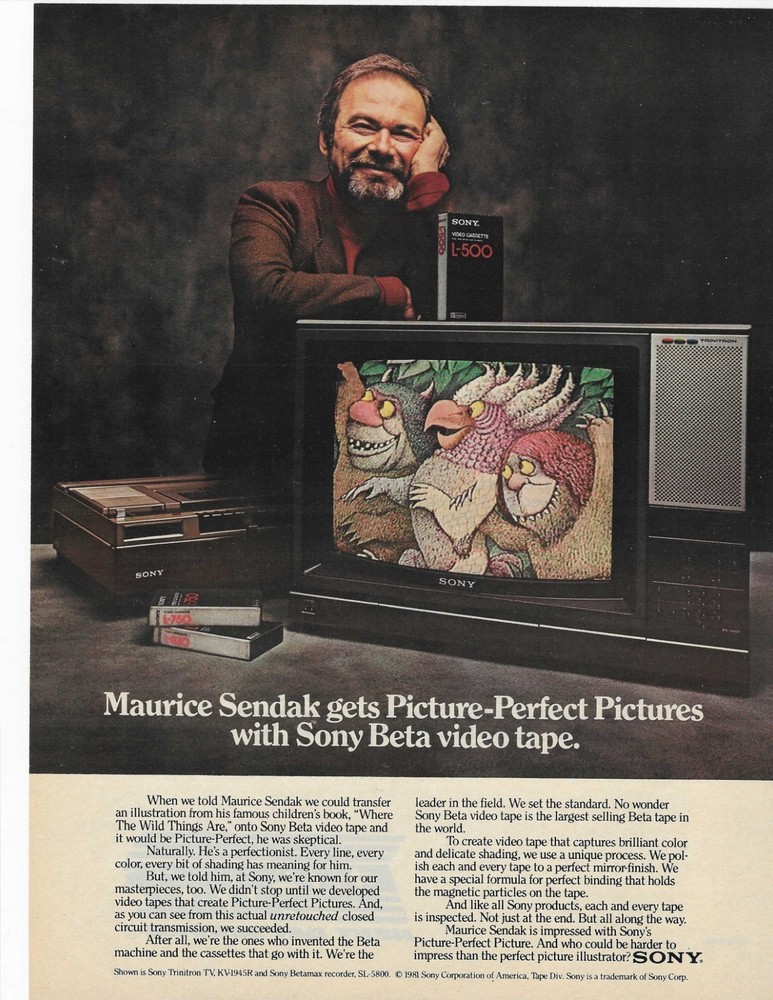 Maurice Sendak  Sony Beta Video Tape   Original Print Ad