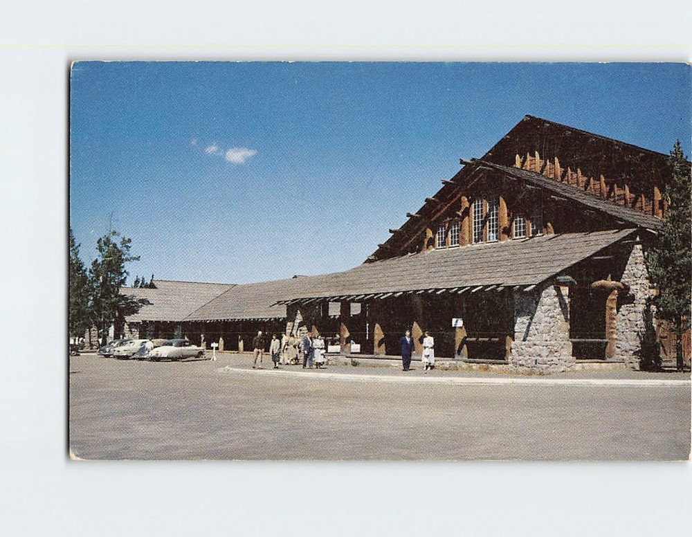 Postcard Old Faithful Lodge Yellowstone National Park Wyoming USA