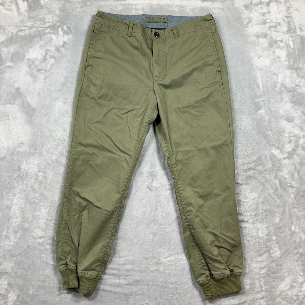 J Crew Mens Chambray Jogger 30 Short Elastic Waist Cuffed Ankle Green