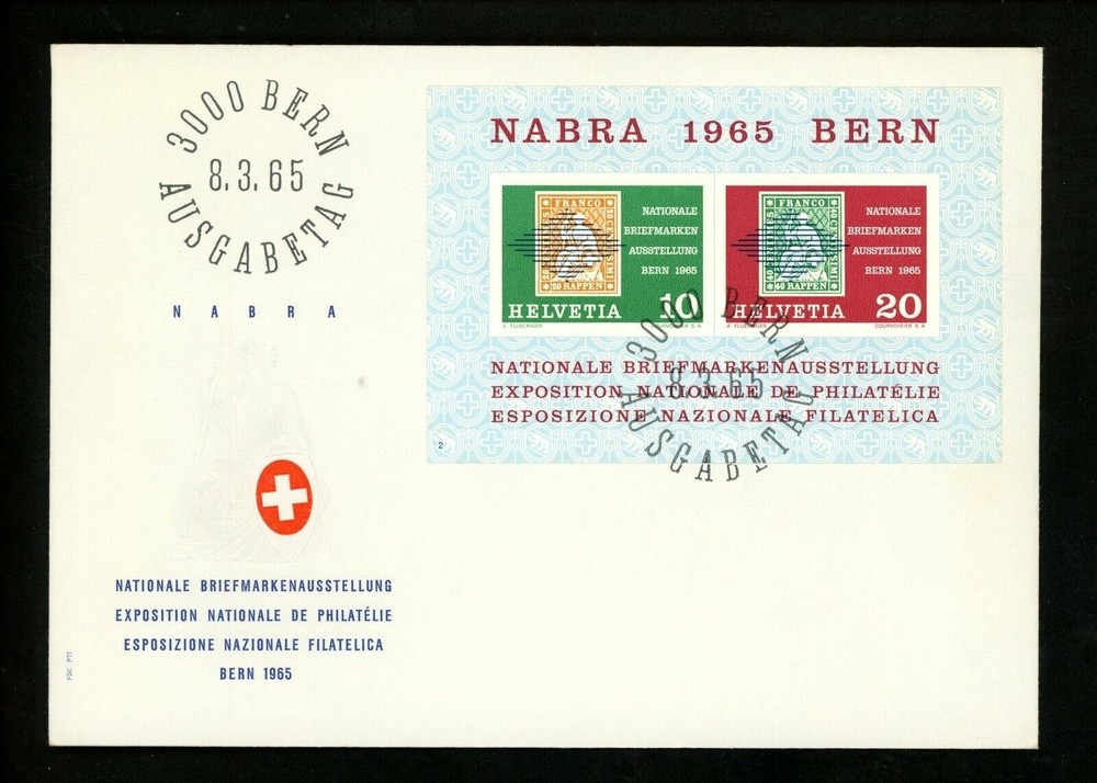 Postal History Switzerland FDC #B344 stamp on stamp Helvetia Seated 1965
