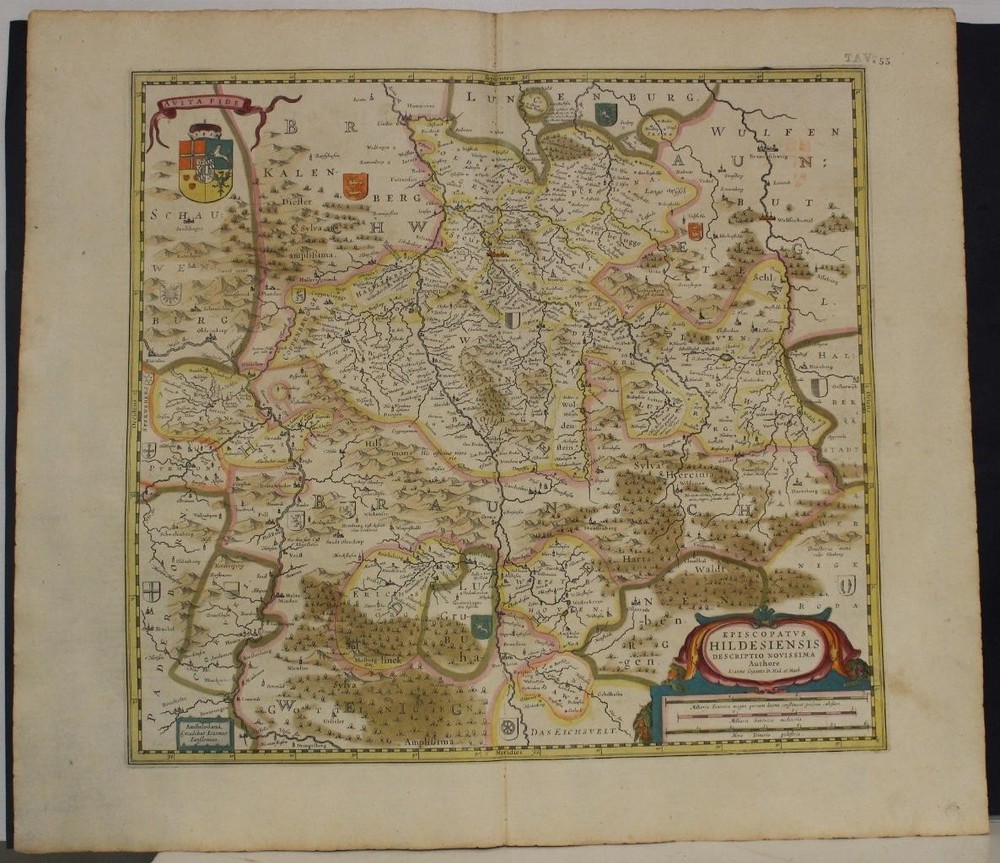 HILDESHEIM LOWER SAXONY GERMANY 1636ca JANSSON ANTIQUE COPPER ENGRAVED MAPANTIQUE COPPER ENGRAVED REGIONAL MAP OF GERMANY 1636ca