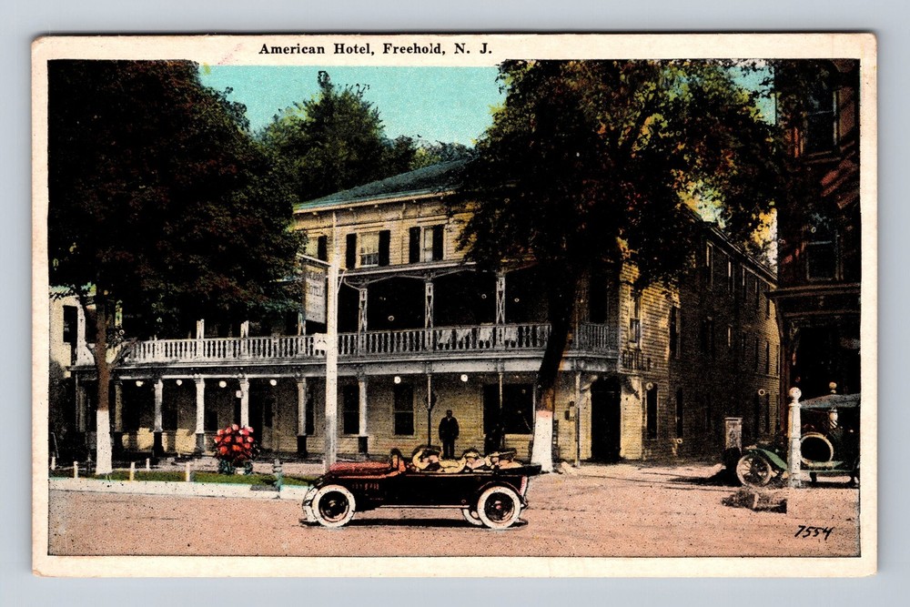 Freehold NJ-New Jersey, American Hotel, Stagecoach Stop, Vintage Postcard