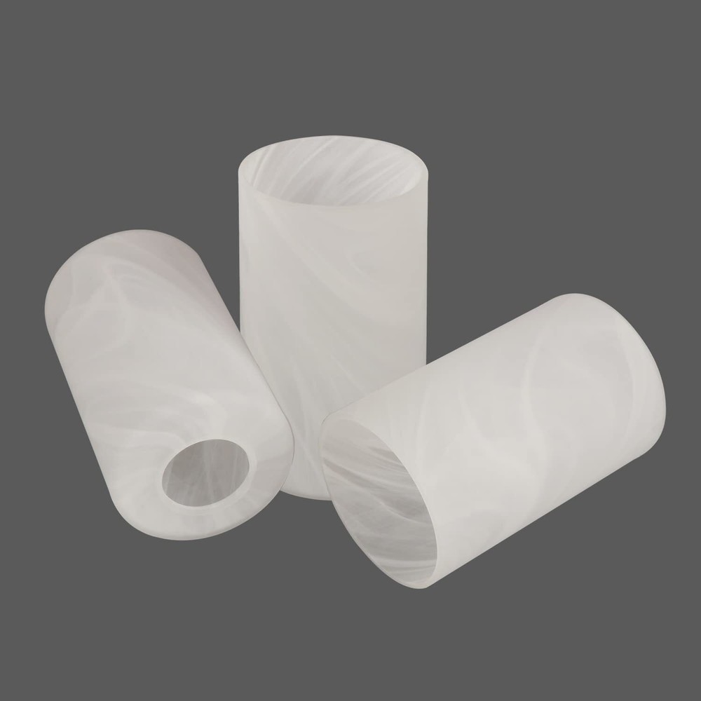 3 Pack Alabaster White Cylinder Glass Lamp Shade with 1-5/8-inch Fitter Openi...