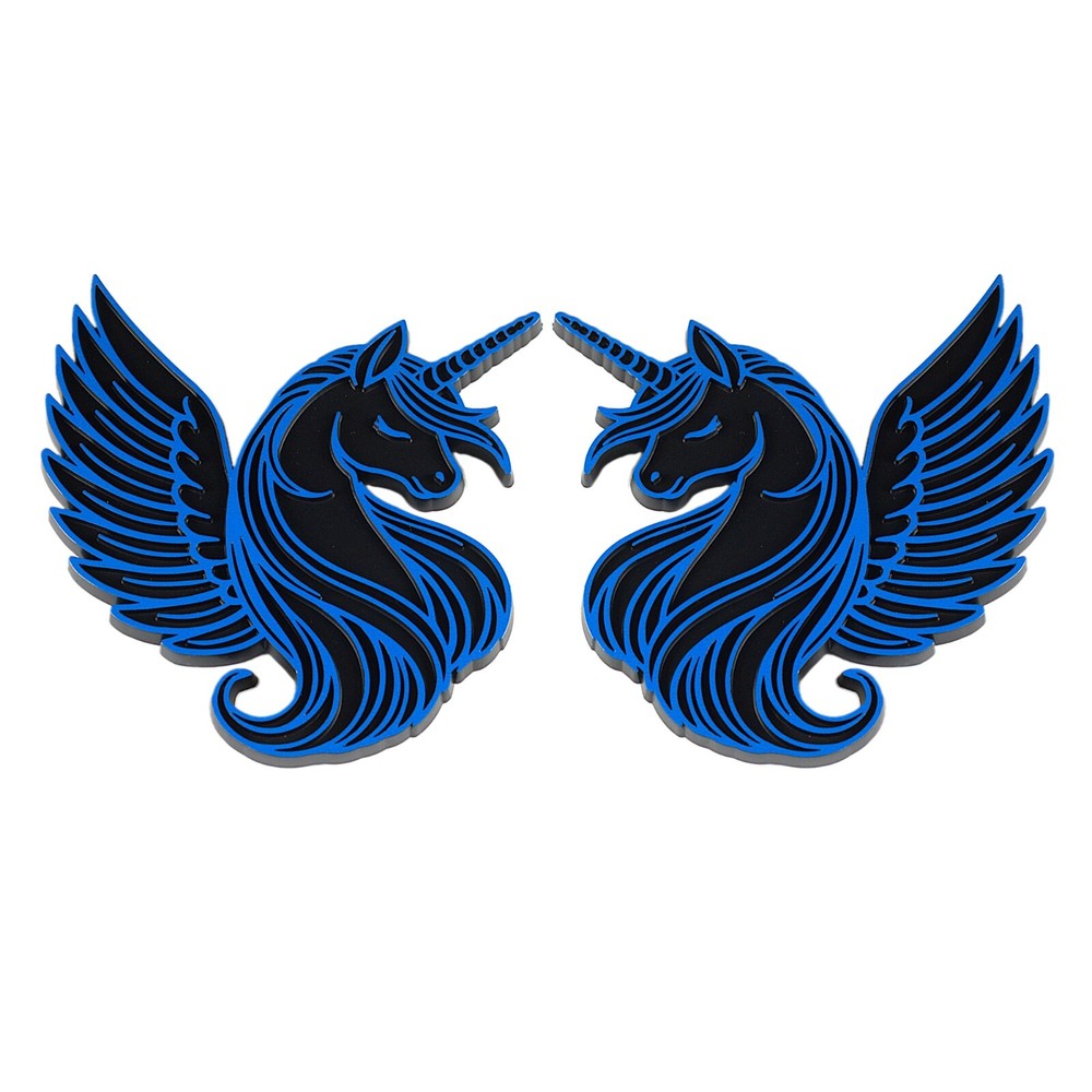 Unicorn 3D Blue Emblem Badge Decal Set for Car Truck SUV Auto Styling