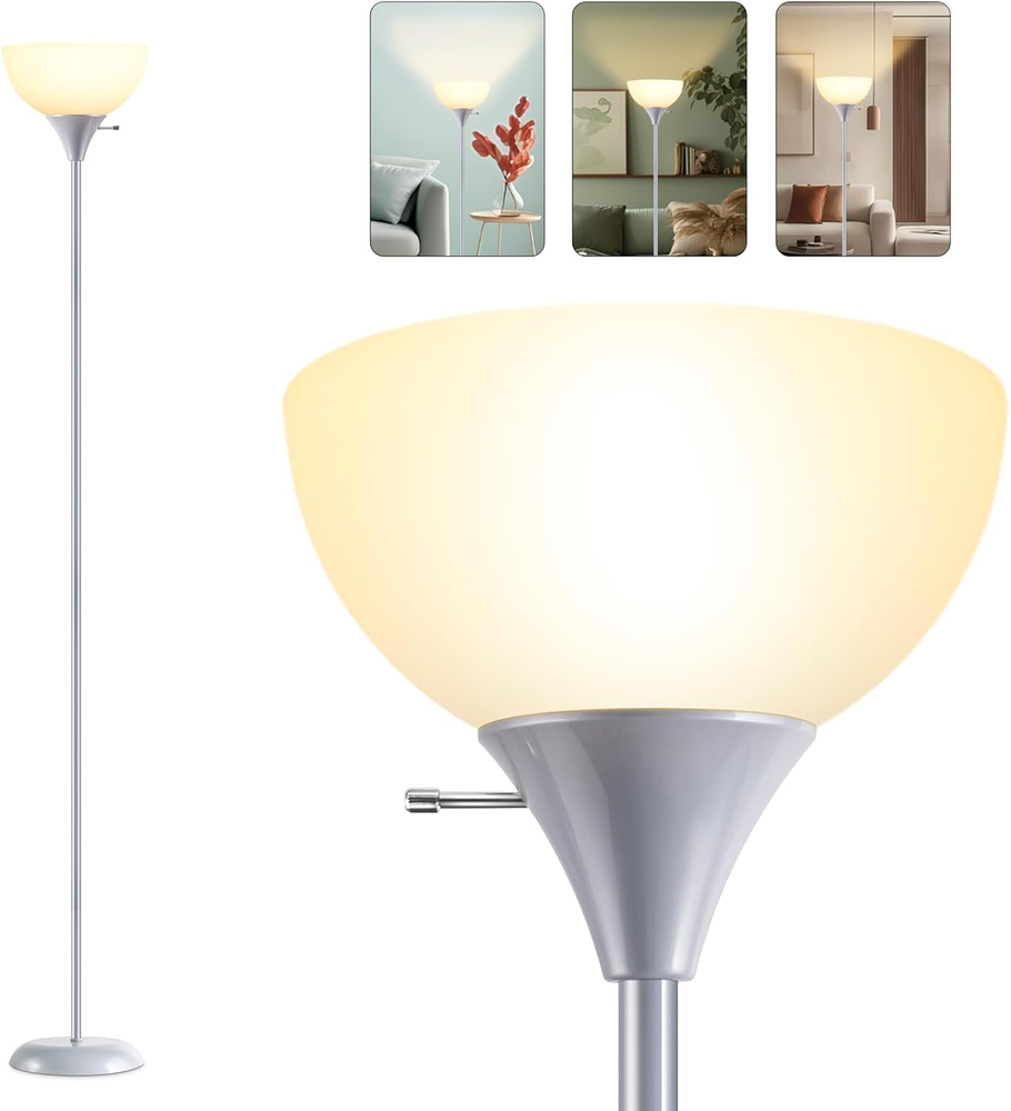 Floor Lamp, Standing Lamp, Modern Floor Lamp with Drop-Resistant White Lampshade