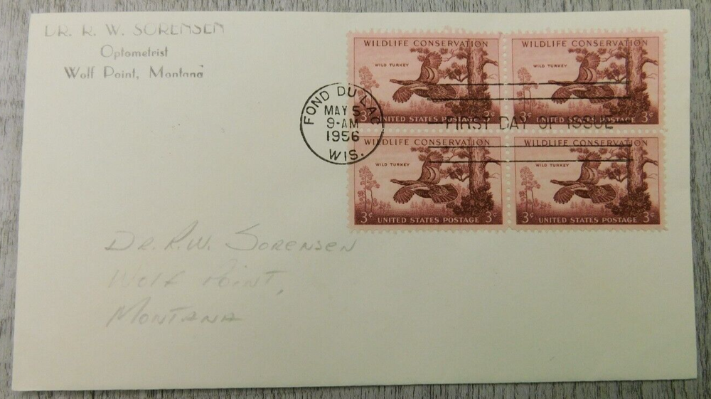 First Day Issue Fond Du Lac WIS 1956 Wildlife Conservation Stamp Envelope Cover
