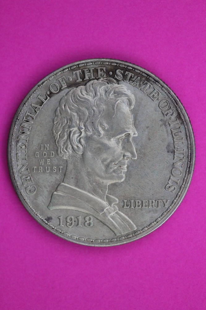 High Grade 1918 Illinois Commemorative Centennial Rare Silver Half Dollar 71
