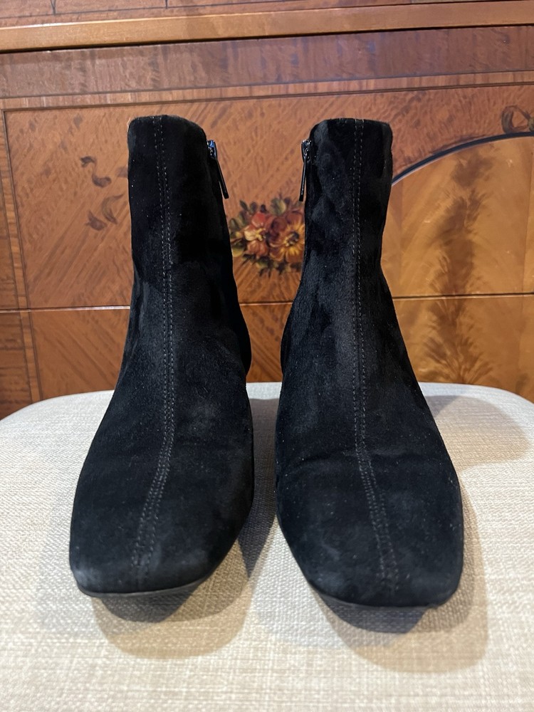 Sam Edelman Women’s Mayla Ankle Boots with Block Heel Square Toe in Black Suede Size 6M