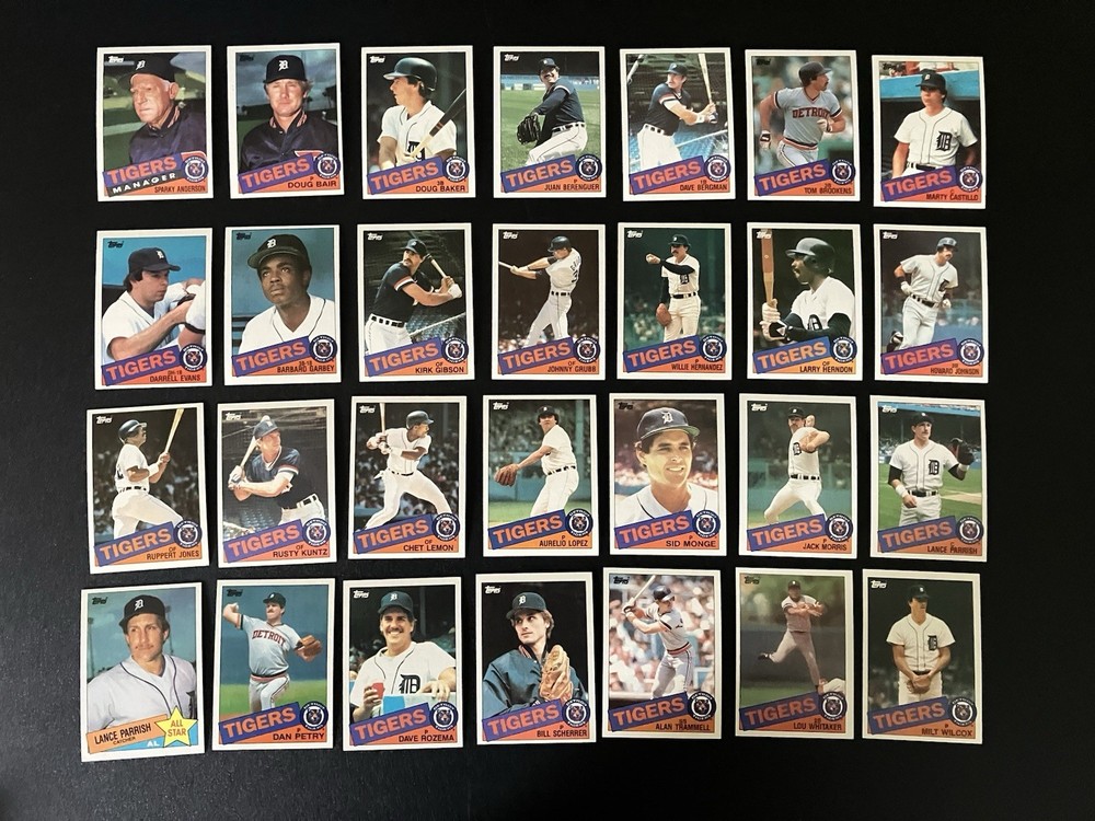 1985 Topps Detroit Tigers Team Set, Trammell, Whitaker, Gibson, Morris, Parrish