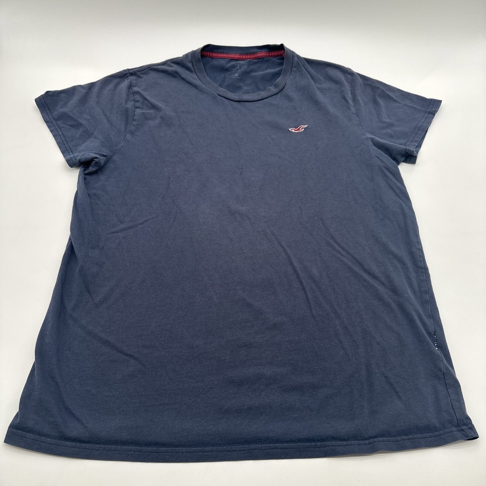 Hollister California T-Shirt Mens XL Blue Solid Logo …#19338