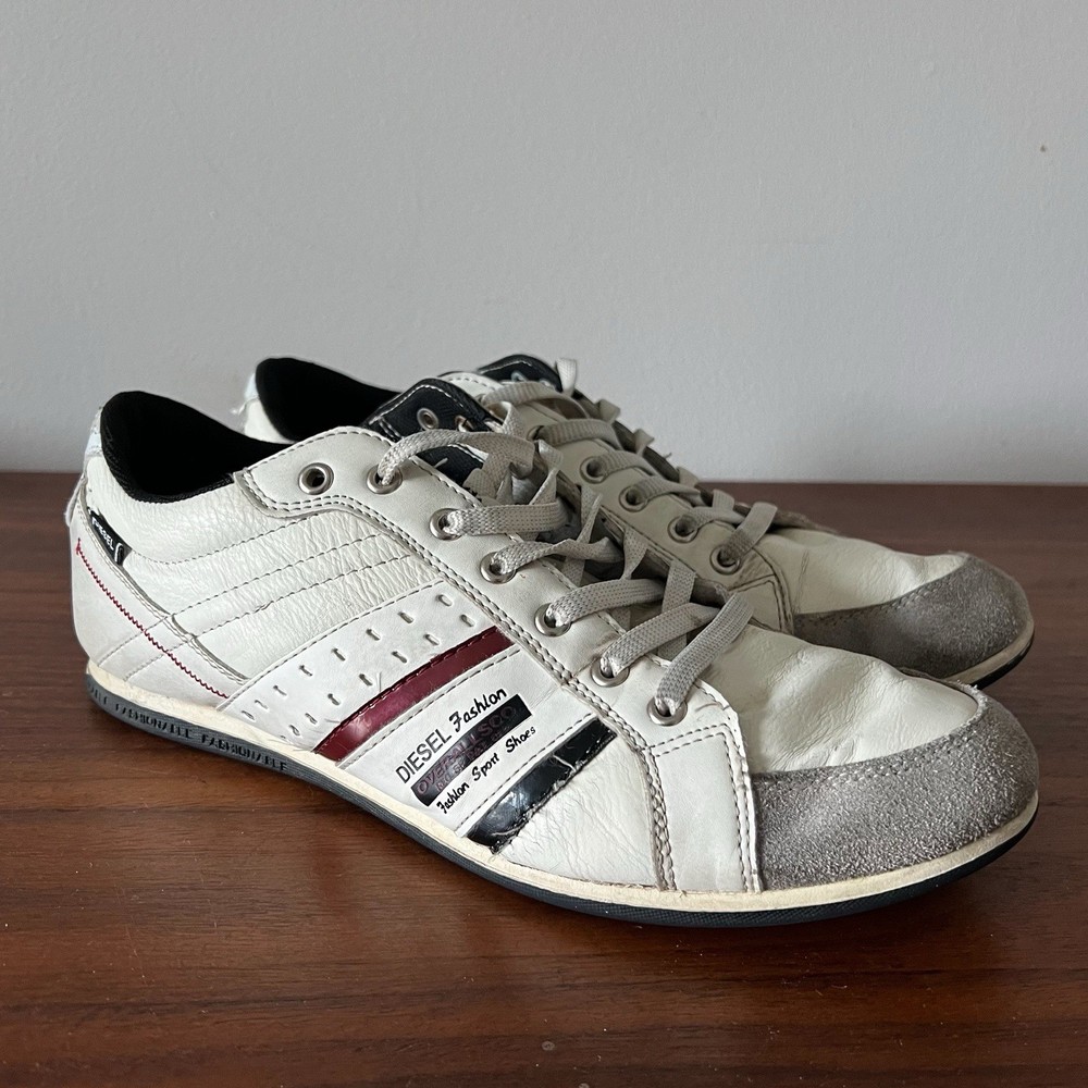 Vintage Diesel Leather Sneakers White Low Top Casual Shoes Men’s US 9.5