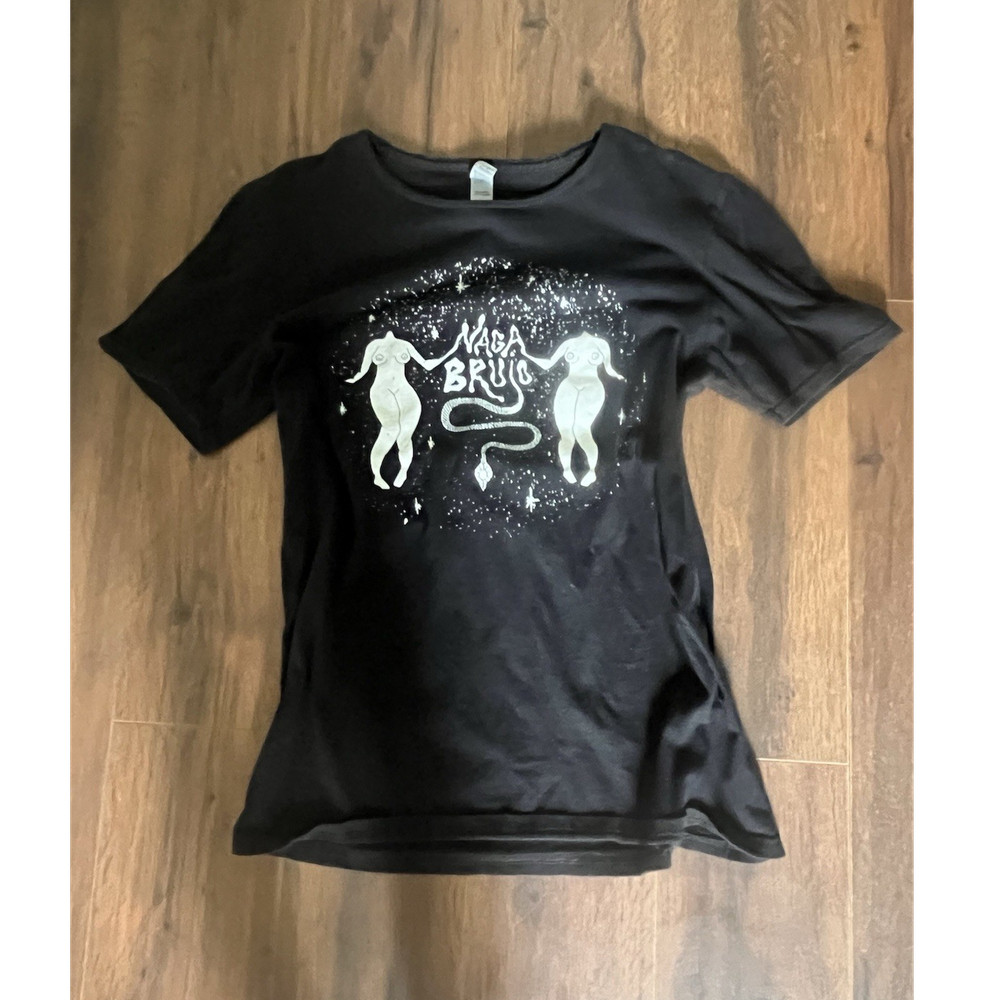 Black Graphic Print Crew Neck Short Sleeve T-Shirt Size S Unisex Adults