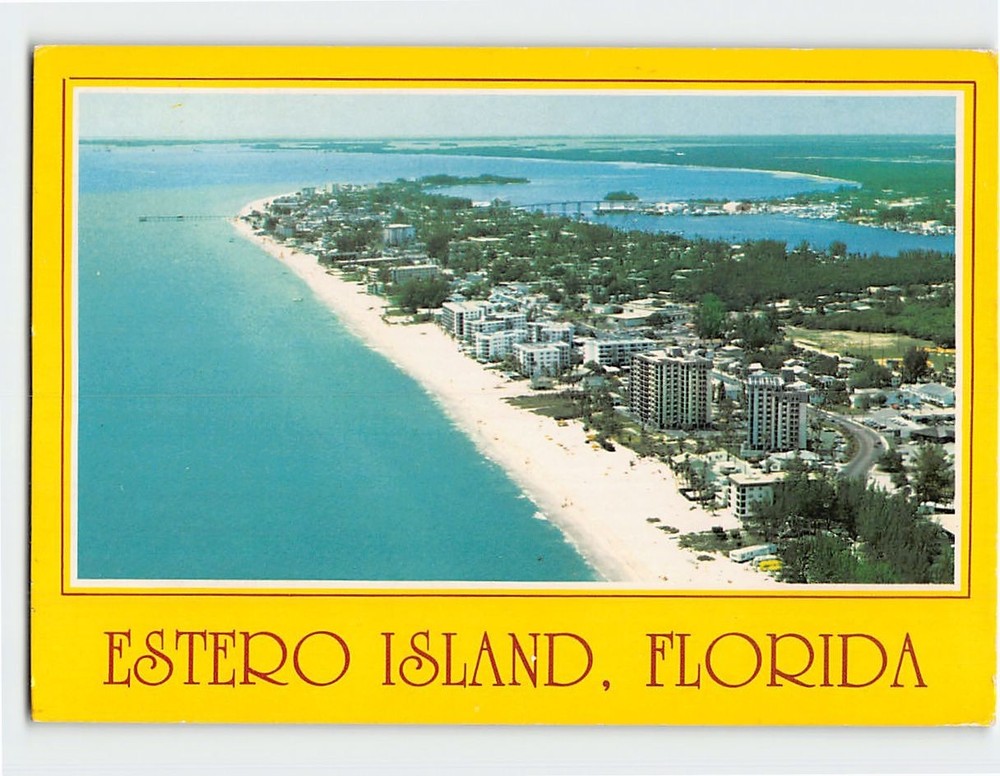 Postcard Aerial view Estero Island Fort Myers Beach Florida USA