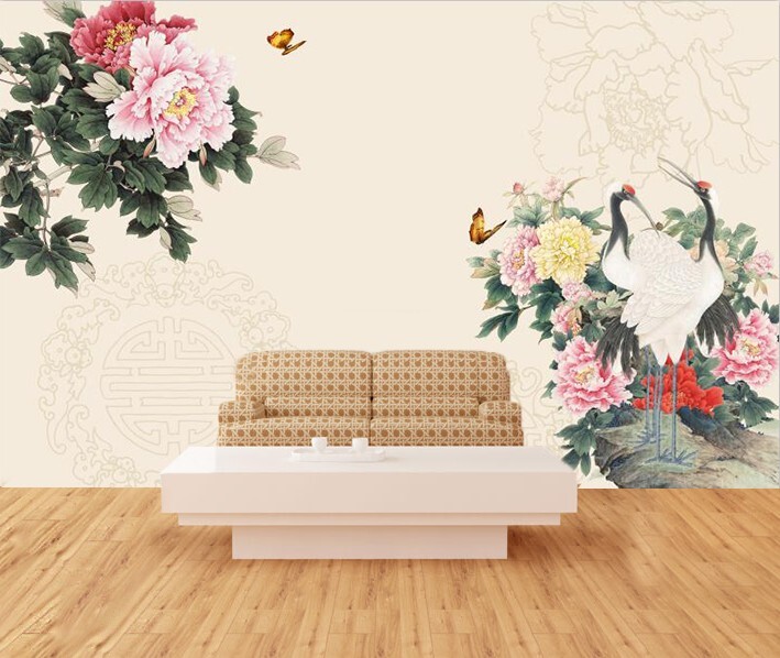 3D White Crane ZHUA13869 Wallpaper Wall Murals Removable Self-adhesive Ann 24