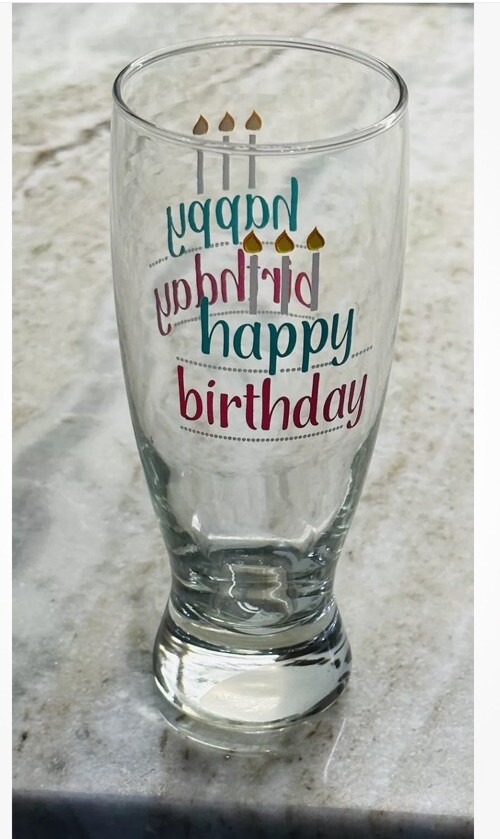 Happy Birthday 15.5 Oz Clear Inspirational Glass Tumbler for Beer