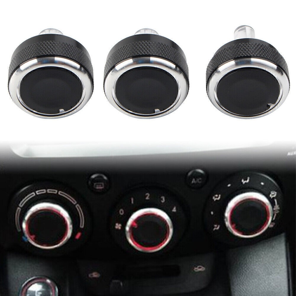 3PCS Mazda 2 Car Heater Climate Control Knob Button Dials A/C Frame Kit