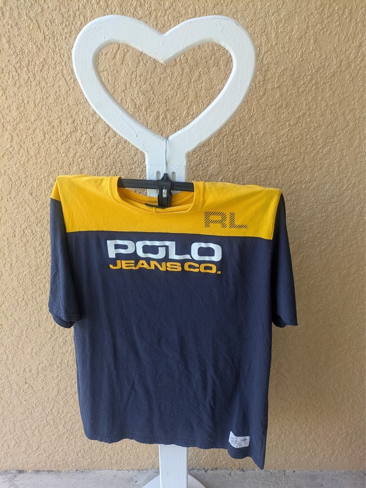 Polo Ralph Lauren Colorblock dark blue/yellow Men's T-Shirt with Logos…X/large.